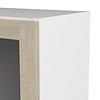 Base wandkast 2 glazen deuren en 2 planken wit, eiken structuur decor.