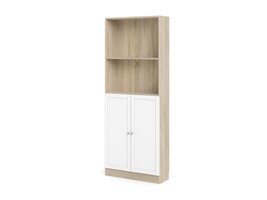Base wandkast 1 plank en 2 deuren eiken structuur decor, wit.