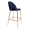 Laust barstoel blauw velours, poten in messing look.
