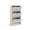 Shane schoenenkast 3 klapdeuren 2R eikenstructuur decor, wit.