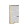 Shane schoenenkast 3 klapdeuren 2R eikenstructuur decor, wit.