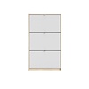 Shane schoenenkast 3 klapdeuren 2R eikenstructuur decor, wit.