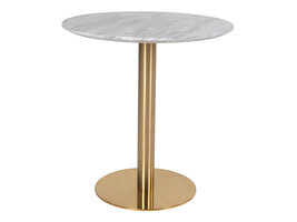 Bojan eetkamertafel Ã˜70 cm marmer look, messing look poten.