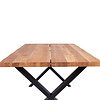 Tony eetkamertafel 95x200 cm met golvende rand, eiken, zwarte poten.