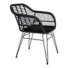 Trish fauteuil met kussen, rotan zwart .