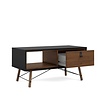 Rye salontafel 1 lade mat zwart, walnoot decor.