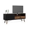 Rye TV-meubel 1 deur, 1 lade mat zwart, walnoot decor.