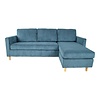 Mars bank chaise longue bank rechts- of linksgericht, blauw fluweel.