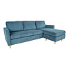 Mars bank chaise longue bank rechts- of linksgericht, blauw fluweel.