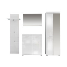 Amira  garderobe opstelling B, wit, wit hoogglans.