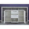 Rominia dressoir 2 deuren, 2 lades, 7 planken en 1 klep, beton decor, wit, wit hoogglans.