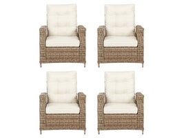 4xGram fauteuil tuin incl. kussen, naturel en off white.