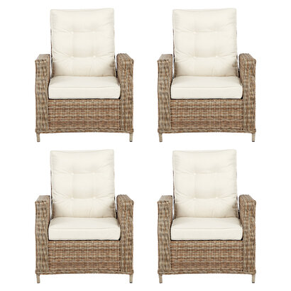 4xGram fauteuil tuin incl. kussen, naturel en off white.