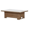 Gram tuintafel 134 x 84 cm H 68/44, met "up & down", met glasplaat, naturel.