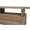 Gram tuintafel 134 x 84 cm H 68/44, met "up & down", met glasplaat, naturel.