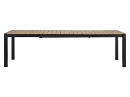 Joan tuintafel 205-275 x 100 cm, met verlenging incl. 1 blad, zwart en teak decor.