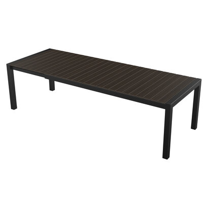 Joan tuintafel 205-275 x 100 cm, met verlenging incl. 1 blad, zwart en bruin.