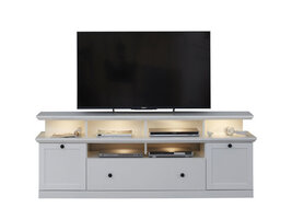 Brax TV-meubel met 1 tv plank, 2 deuren, 4 planken en 1 klep, wit.