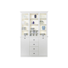 Brax vitrinekast 4 deuren, 4 lades en 9 planken, wit.