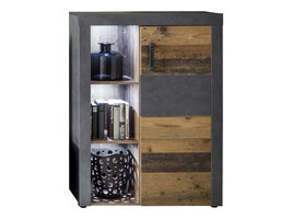 Irina dressoir 1 deur en 3 planken, grijs Matera, Old Wood decor.