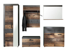 Irwin  garderobe opstelling A, grijs Matera decor, Old Wood decor.