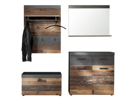 Irwin  garderobe opstelling D, grijs Matera decor, Old Wood decor.