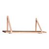 Foyle wandplank 120x20 cm naturel olie, leren riemen bruin.