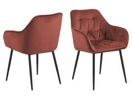 Bruks eetkamerstoel met armleuningen rood.