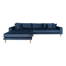 Lido bank met chaise longue links velours donker blauw.