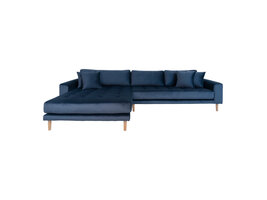 Lido bank met chaise longue links velours donker blauw.