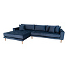 Lido bank met chaise longue links velours donker blauw.