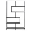Sea wandkast met 4 planken, asymmetrisch essen decor, zwart.