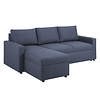 Sander slaapbank met chaise longue, opbergruimte en uittrek blauw.