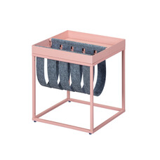 Cute salontafel met tijdschriftenhouder grijs en roze.