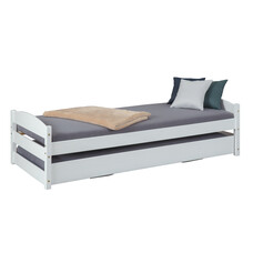 Vicki bed 90x200 cm met extra bed wit gelakt.