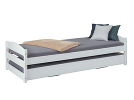 Vicki bed 90x200 cm met extra bed wit gelakt.