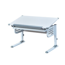 Skog  bureau met hef-/daalplaat en 1 lade wit en grijs.