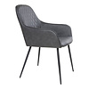 Tony eethoek , 1 eettafel en 6 stoelen donker grijs en eik.