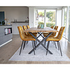Tony eethoek , 1 eettafel en 6 stoelen geel en eik.