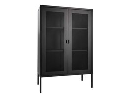 Melbourne vitrinekast met gaasdeuren, zwart.