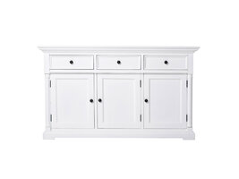 Provence dressoir met 3 deuren en 3 laden, wit.