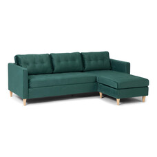 Mars bank BA1, chaise longue rechts of links gedraaid in velour groen.