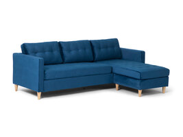 Mars bank BA2, chaise longue naar rechts of links gedraaid in velour blauw.