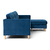 Mars bank BA2, chaise longue naar rechts of links gedraaid in velour blauw.