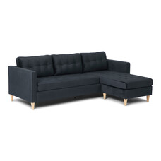 Mars bank BA4, chaise longue naar rechts of links gedraaid in velour zwart.