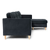 Mars bank BA4, chaise longue naar rechts of links gedraaid in velour zwart.