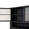 NordicMindiRattan vitrinekast , kast hoog met 1 legplank en 4 deuren, zwart.