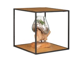 Vita wandplank met 1 schap, zwart, eikenhouten decor.