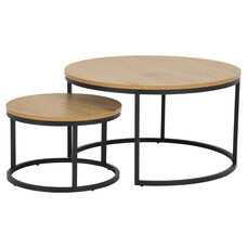 Spiro salontafel Ã˜50 cm, set met 2 stuks, eik.