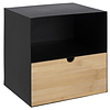 Joliet nachtkastje wandmontage met 1 plank en 1 lade, zwart.